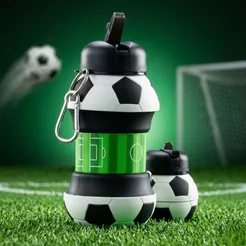 Garrafa de Silicone Dobrável - Bola de Futebol - 550ml - 1 unidade - Rizzo