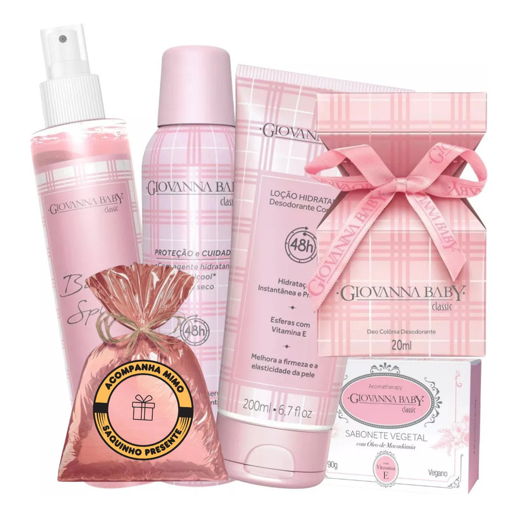 Giovanna Baby Classic Body Splash, Deo Colonia, Desodorante Aerosol, Loção Hidratante E Sabonete