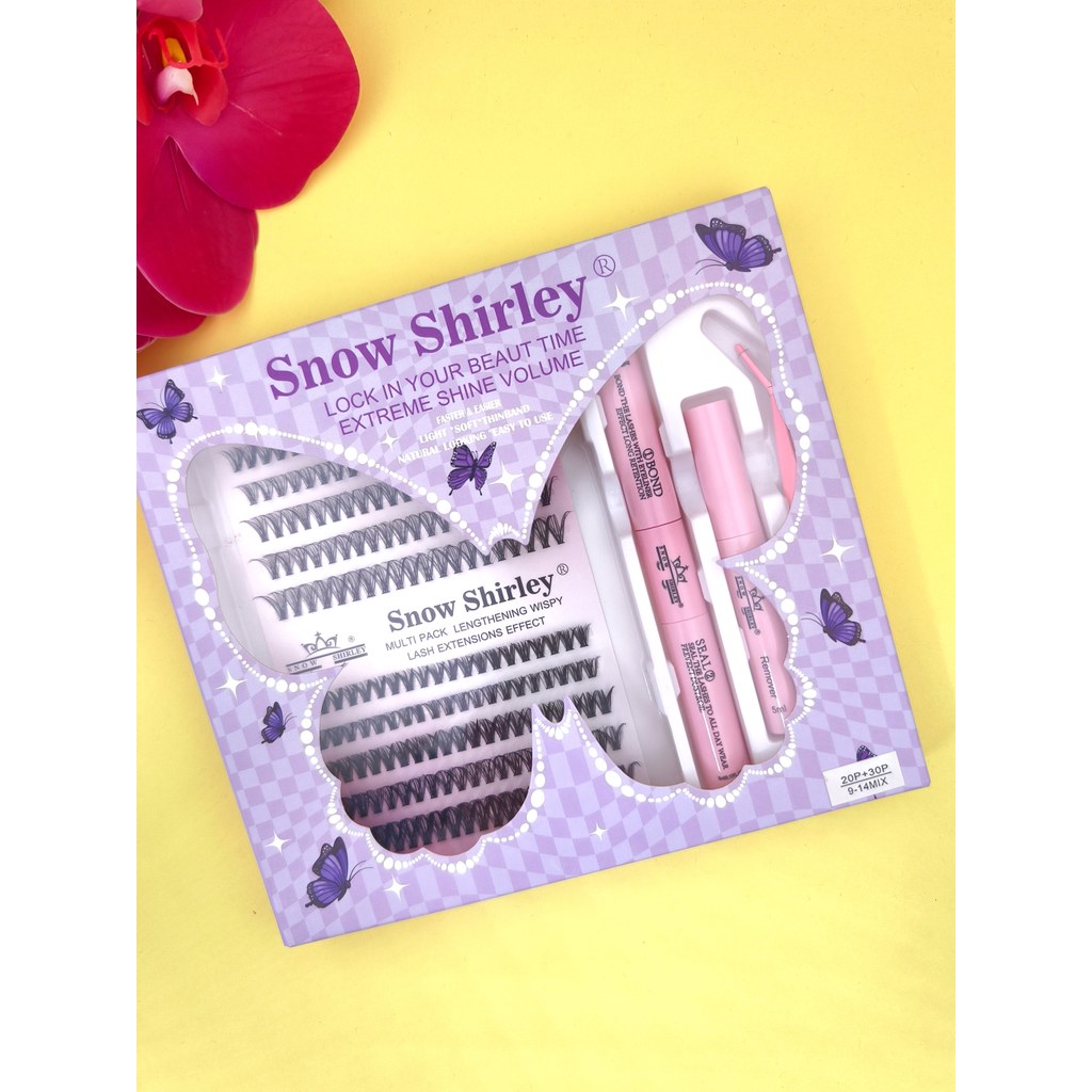 Kit de Extensão de Cílios Postiços Tipo Tufo com Cola Efeito Natural Volume Reutilizável Fácil Aplicação +PINCA T-700-12