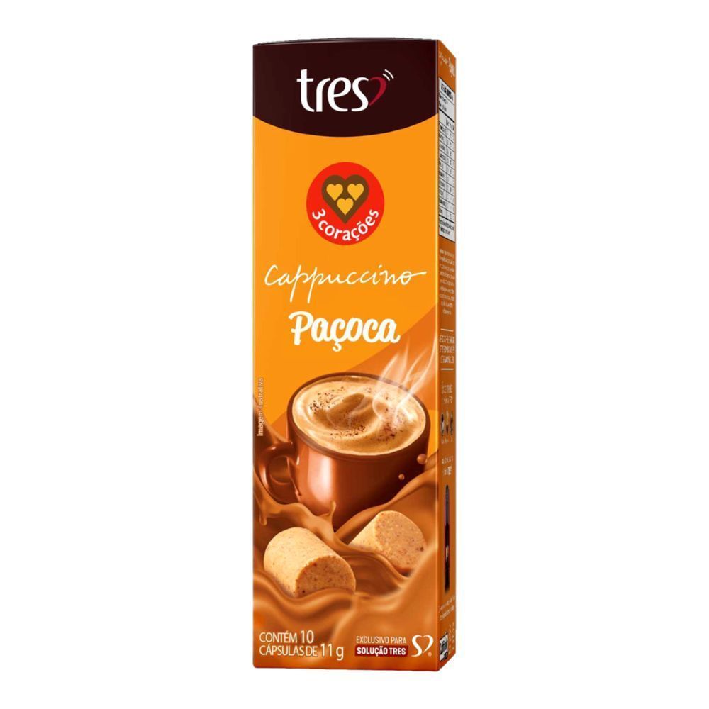 Capsula de Café Expresso 3 Corações Cappuccino Paçoca 10 UN