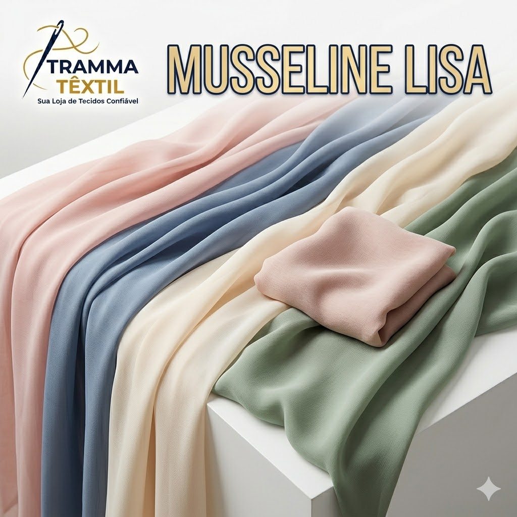 6 Metros Tecido Musseline Toque de Seda - Musseline Chiffon Lisa