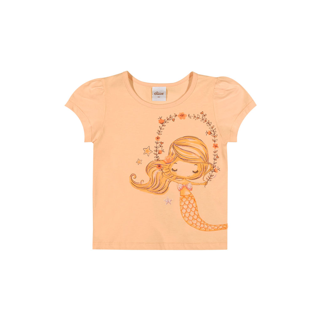 Blusa Infantil Menina Sereia Elian Laranja