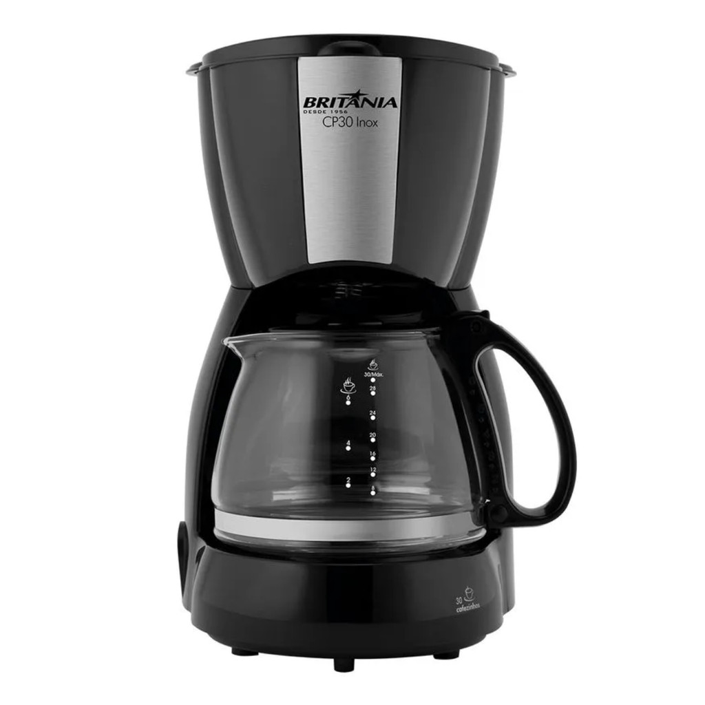 Cafeteira Britânia CP30 Inox 800W 30 Cafezinhos Jarra Vidro