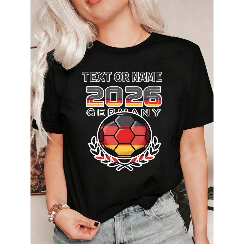 Camisa De Futebol Com Design Do Emblema Da Alemanha, Ano 2026, Com Bola De Futebol E Laureles, Ideal Para Fãs Do Futebol
