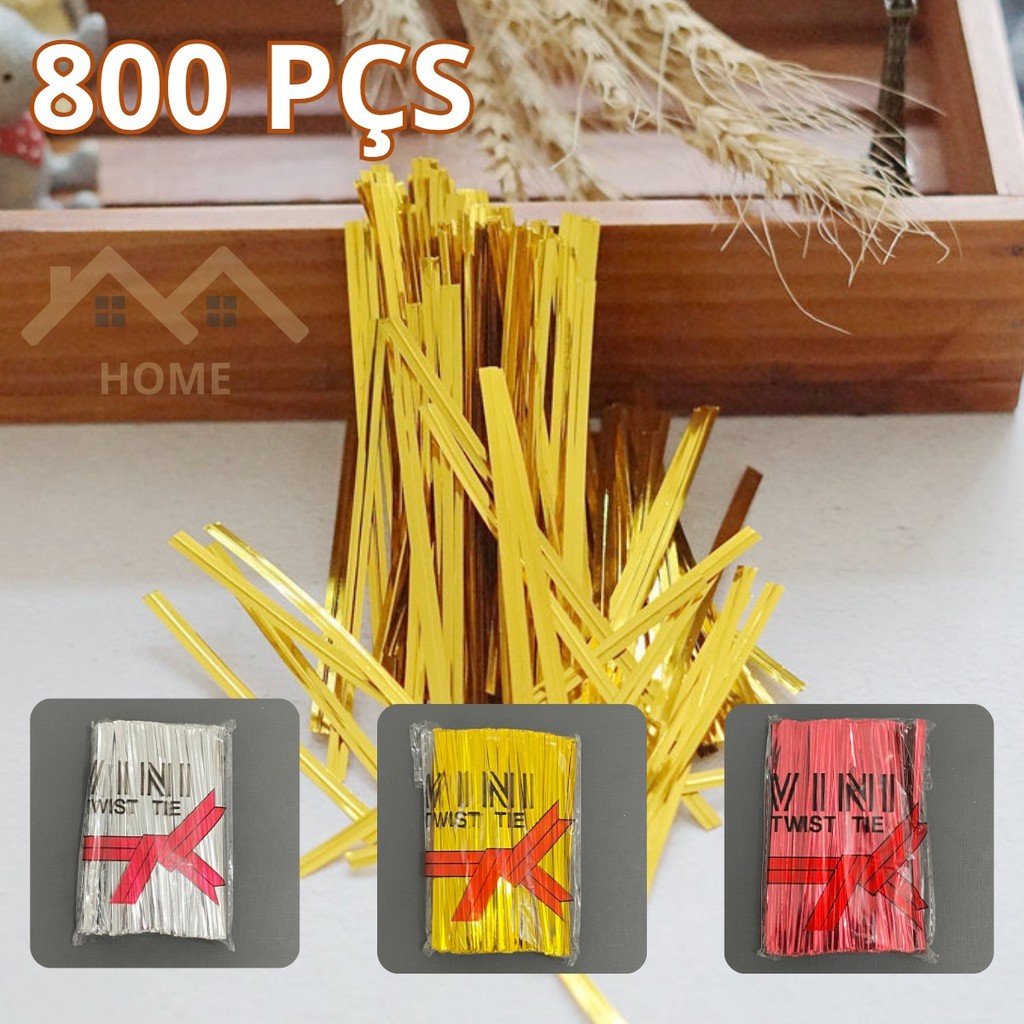 800 Amarrilho fecho de arame lacre plastificado 10cm em Oferta na Shopee