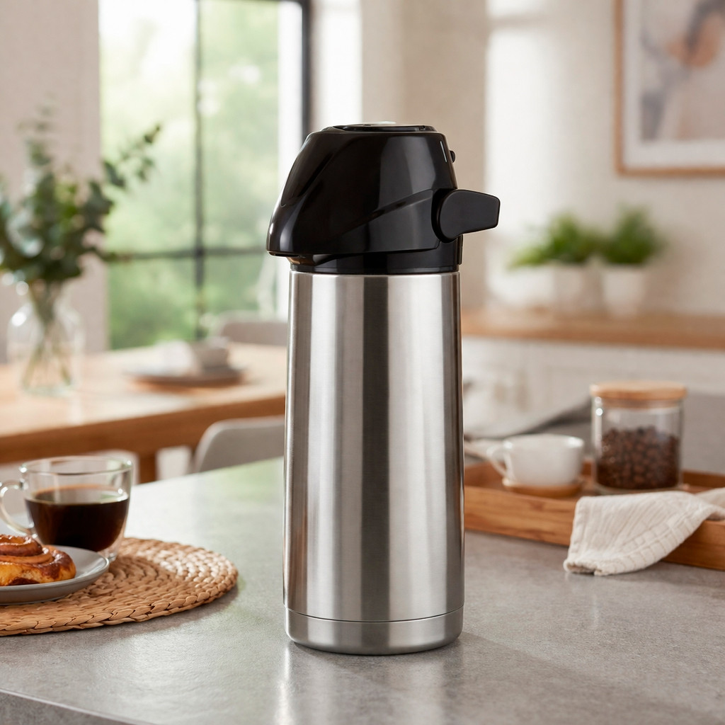 Garrafa Térmica Inox Inoxidável Inquebrável 1,8 Litros de Pressão Café Chá Air Pot Invicta Prateado