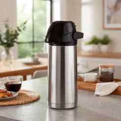 Garrafa Térmica Inox Inoxidável Inquebrável 1,8 Litros de Pressão Café Chá Air Pot Invicta Prateado