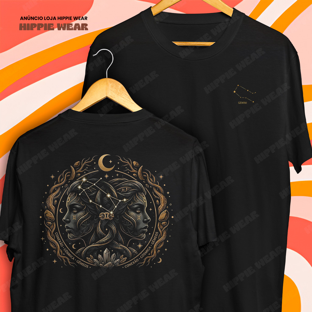 Camiseta Signo Gêmeos Zodíaco Blusa Camisa 100% Algodão