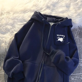 Moletom com capuz masculino outono inverno 2024 novo estilo velo-velo quente oversize estilo Preppy solto Cardigan jaque