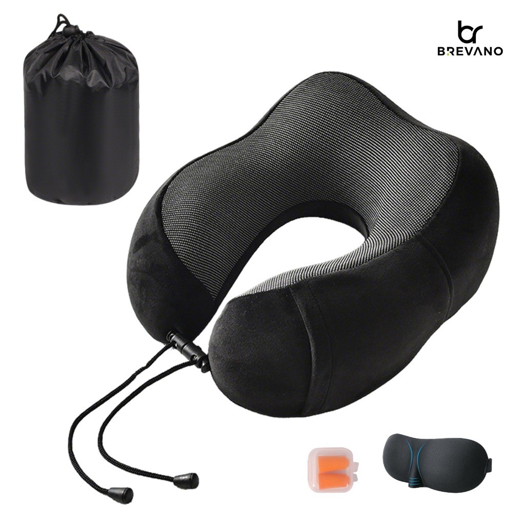 Kit Viagem Travesseiro Almofada Espuma Viscoelástica E Máscara Tapa Olho E Protetor Auricular em Oferta na Shopee