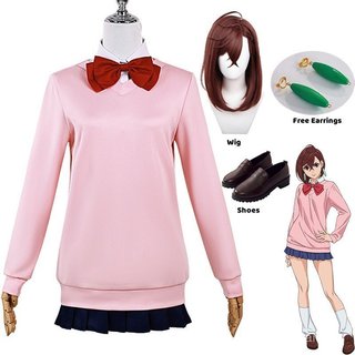 Anime Vestir-Se Momo Ayase Cosplay Traje Rosa Manga Longa Camisola Arco Vermelho Saia Marinha Camisa Branca Escola Menin