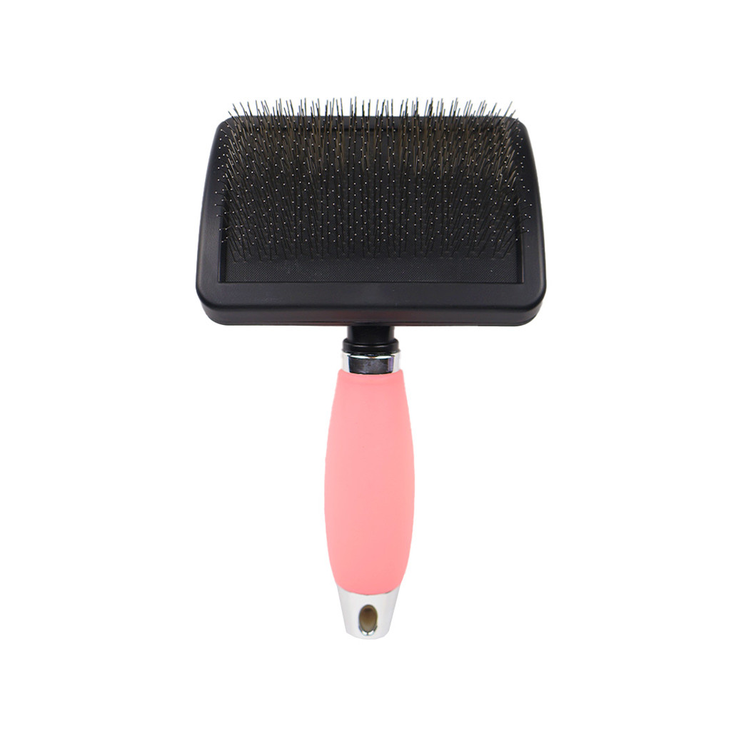 Rasqueadeira Pet Profissional Cães Gatos MBS Pop Cabo de Gel Com Pinos Regulares Rosa G