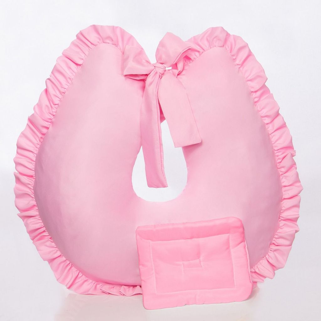 Jogo Kit de Almofada de Amamentação com Zíper Refil e Apoio Berço Basic Rosa
