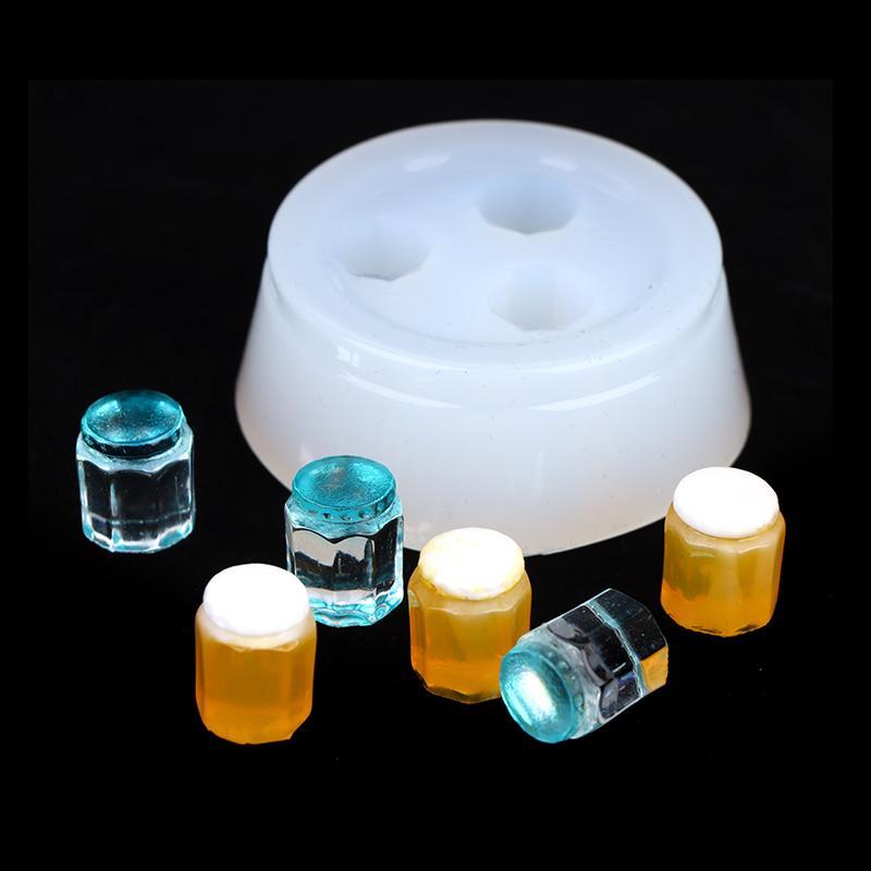 [bagreny] Molde 1 : 12 Casa De Bonecas Em Miniatura Lata De Bebidas Pote De Mel Garrafa De Bebida DIY De Silicone Boneca