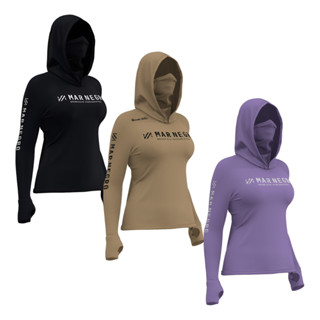 Camiseta de Pesca Feminina Mar Negro com Capuz e Buff 360° Proteção UV em Oferta na Shopee