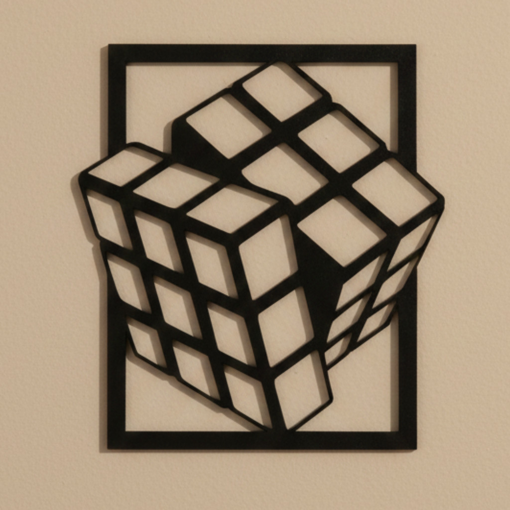 Quadro Vazado Cubo Mágico Mdf 30x27cm