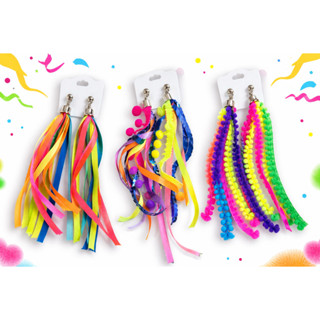 Par De Brincos Colorido Neon Para Carnaval Festa Samba Bloquinho Fantasia em Oferta na Shopee
