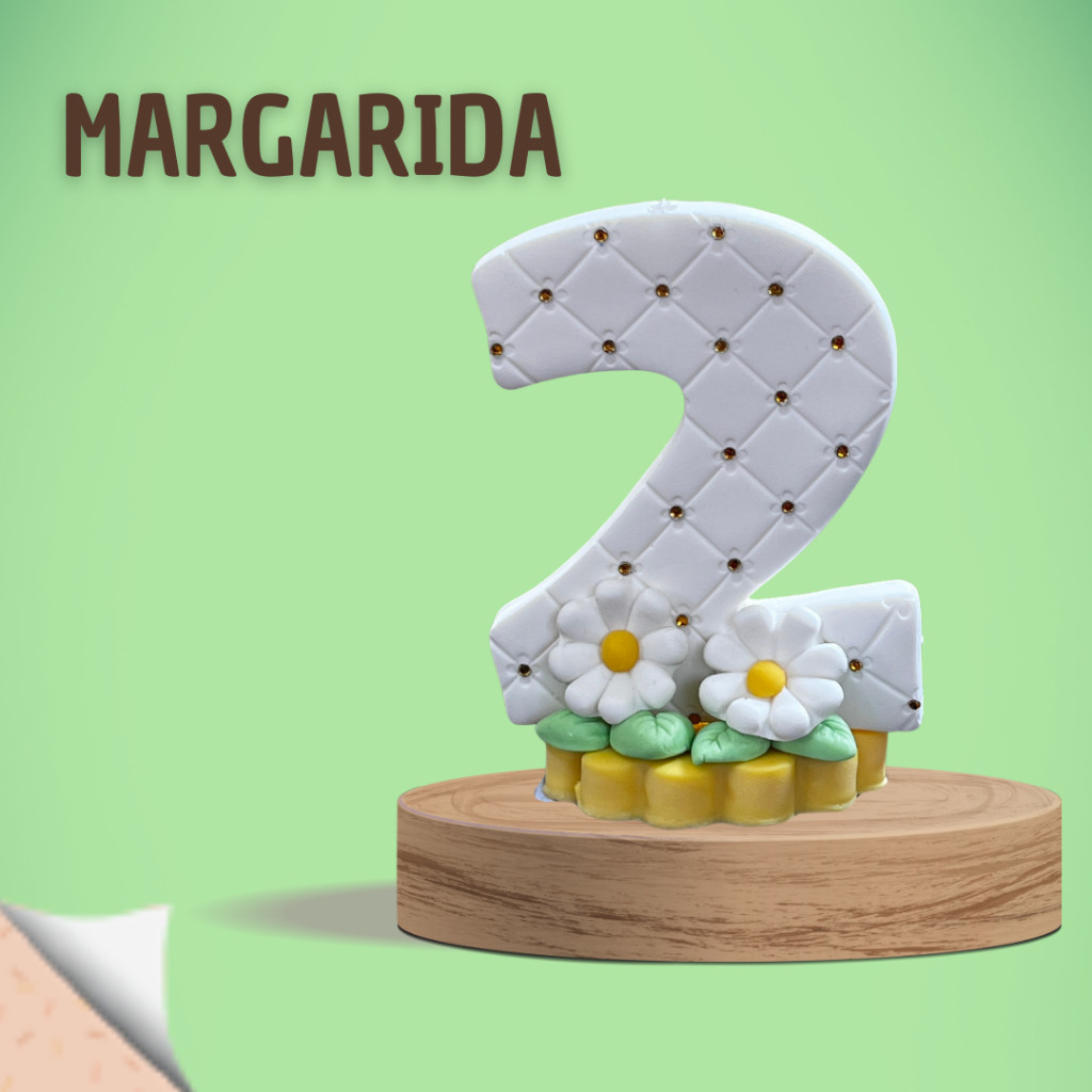 Vela Margarida Branca em Biscuit artesanal em Oferta na Shopee