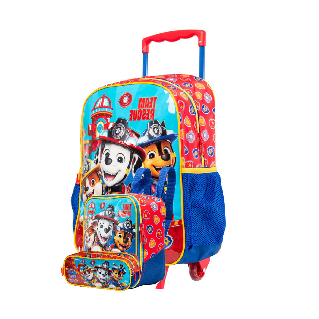 Kit Mochila Escolar Rodinhas + Lancheira + Estojo Patrulha Canina Infantil em Oferta na Shopee
