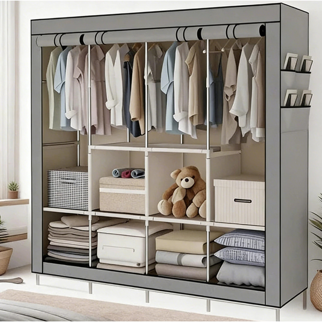 Arara Guarda Roupa Dobrável Grande Organizador Das Roupas Portátil Multiuso Armário 4 Divisórias top