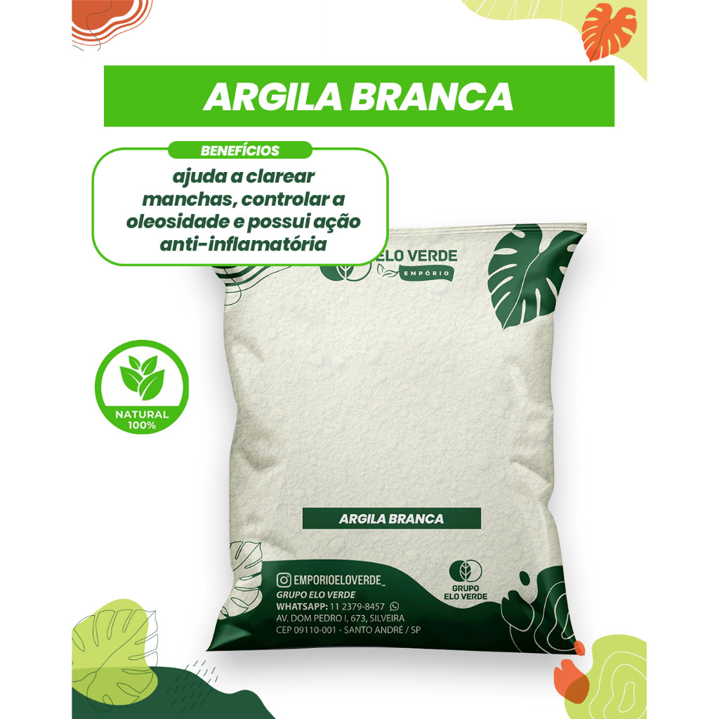 ARGILA BRANCA CLAREADORA HIDRATANTE 250g em Oferta na Shopee