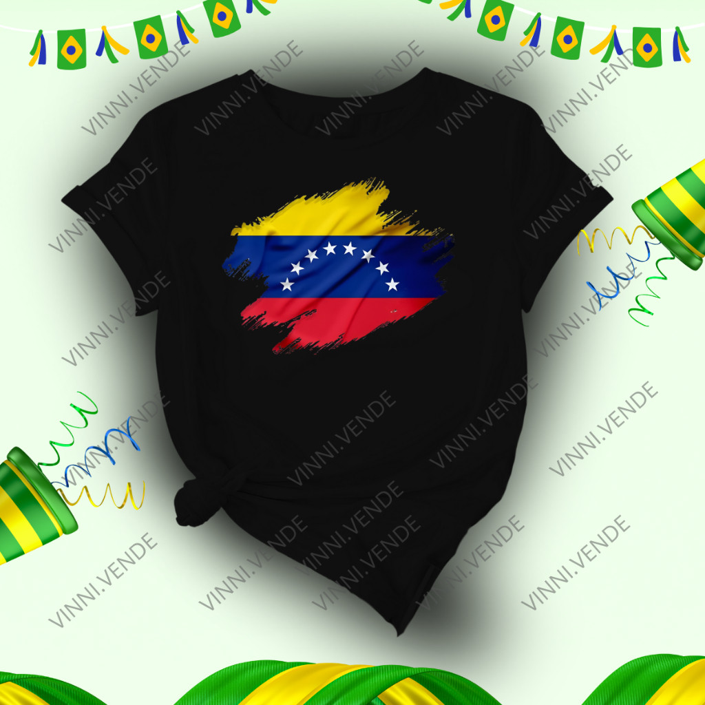 Camiseta Unissex Bandeira Venezuela Blusa 100% Algodão Manga Curta Copa do Mundo em Oferta na Shopee