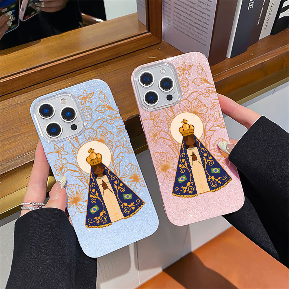 Nossa Senhora Capinha Para iPhone 17 Air 16 15 14 Plus 13 12 11 Pro Max XR Glitter Bling À Prova De Choque em Oferta na Shopee