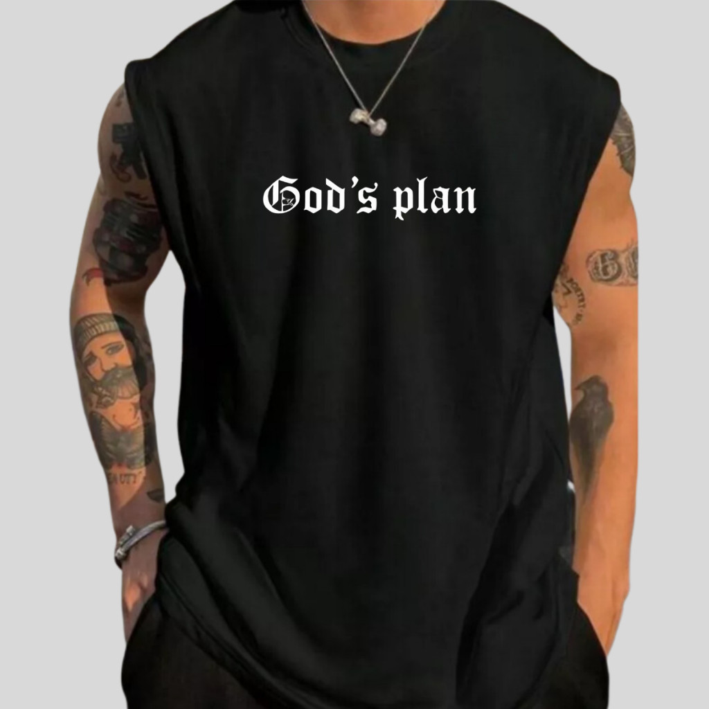 Camiseta Regata Machão Plus size G1 ao G5 Cavada Academia Treino Estiloso God's Plans