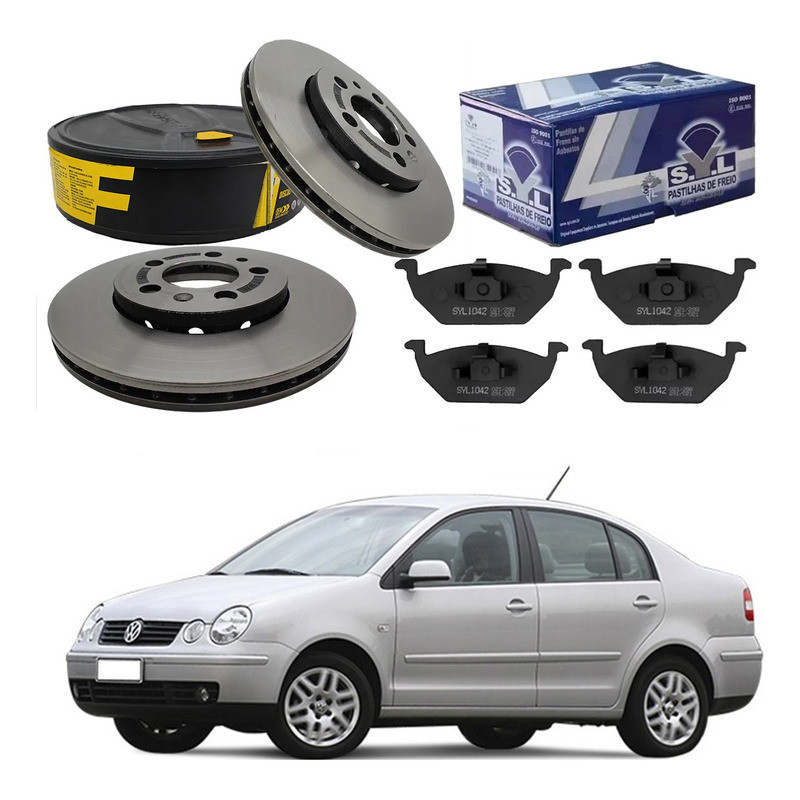 Kit Disco Pastilha Freio Dianteiro Polo Sedan 1.6 2002 A 2006