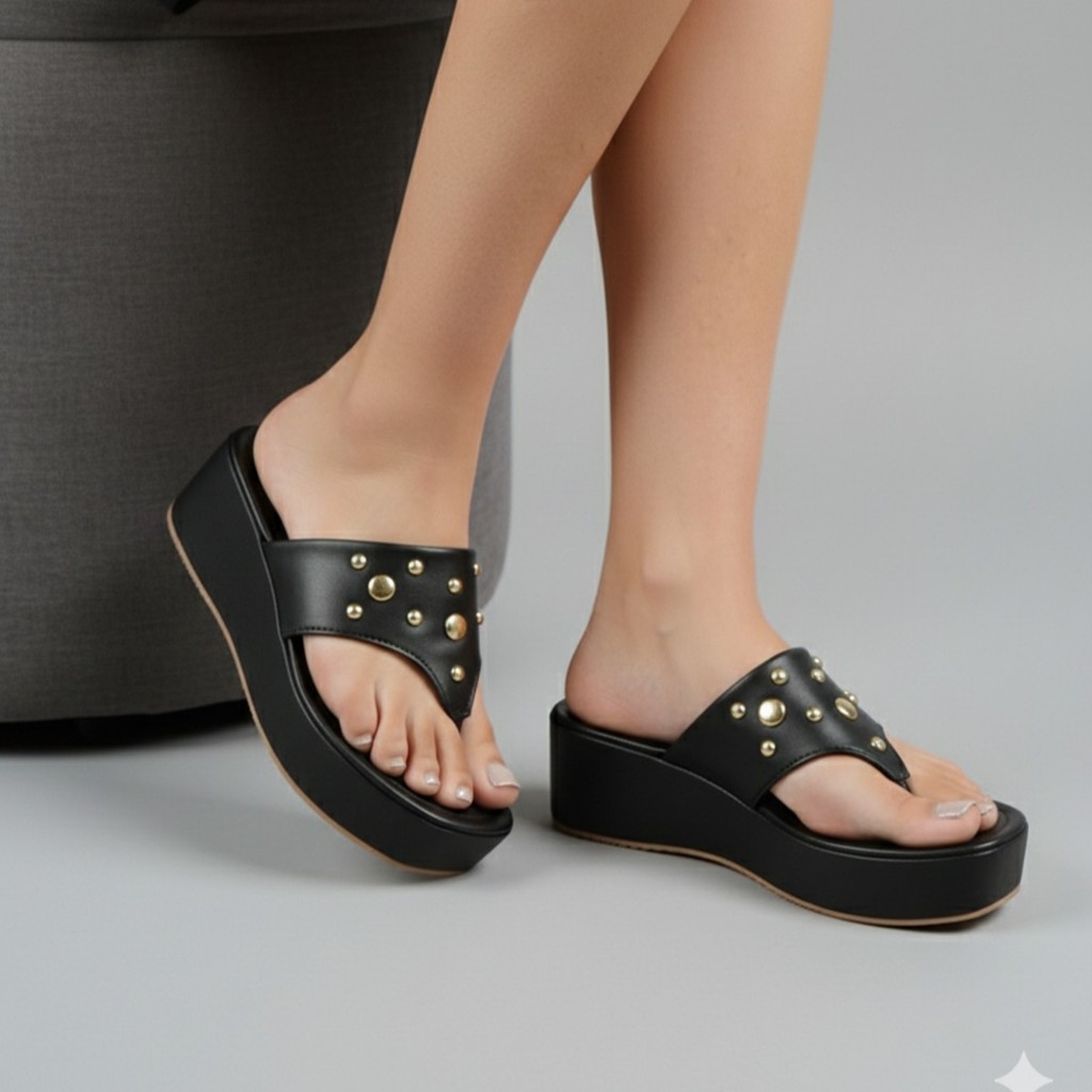 Anabela Sandália Feminina Salto Plataforma Estilo Chinelo Confortável Tendencia