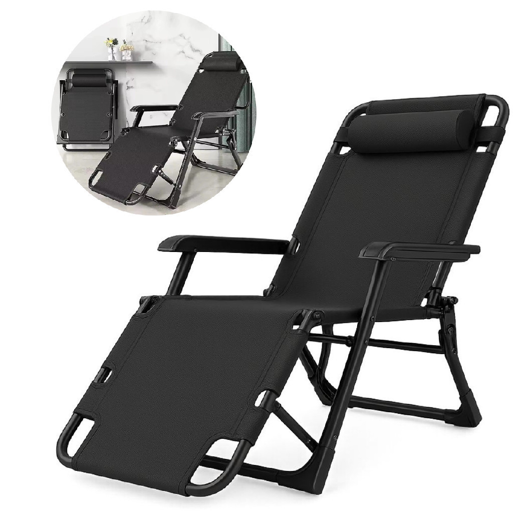 Cadeira Espreguiçadeira Dobrável Reclinável Jardim Praia Piscina 150kg Portátil