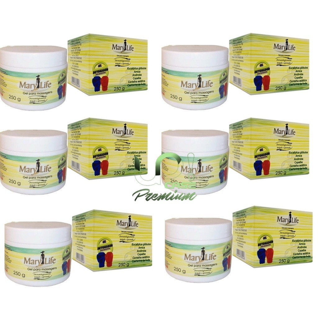 6 Unidades Gel Massageador Detonador 250g Mary Life