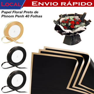 40 folhas de papel embrulho flores,para suprimentos de floristas,aniversário de casamento,Inclui 3 rolos de fita (22m) em Oferta na Shopee