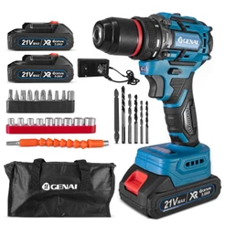 Genai Furadeira Parafusadeira De Impacto 2 Baterias Profissional Brushless 21V