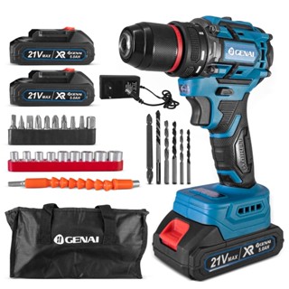 Genai Furadeira Parafusadeira De Impacto 2 Baterias Profissional Brushless 21V em Oferta na Shopee