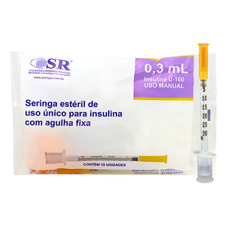 Seringa Insulina 0,3ml Agulha Fixa 6x0,25mm Sr 10 Unidades 0,3 Ml em Oferta na Shopee