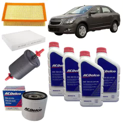 Kit Revisão Chevrolet Cobalt 2012 até 2016 Óleo ACDelco 5w30 Semissintético + Filtros