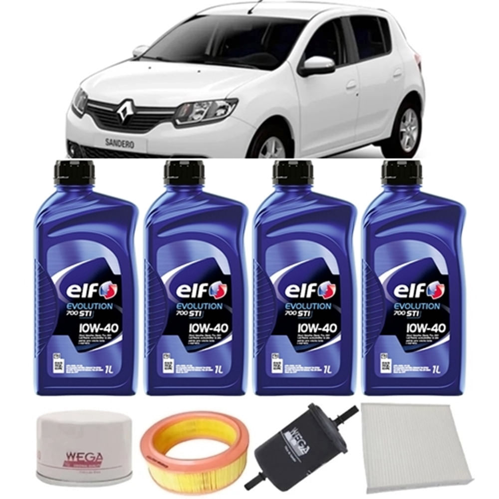 Kit Revisão Óleo Elf 10w40 Renault Sandero 1.6 8V Hi Flex + Filtros Anos 2014 2015 2016 2017 2018 2019 2020 2021 em Oferta na Shopee