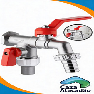 Torneira Esfera Tanque Máquina 2 Saídas Bico 1/2X3/4 Parede Tanque Maquina em Oferta na Shopee