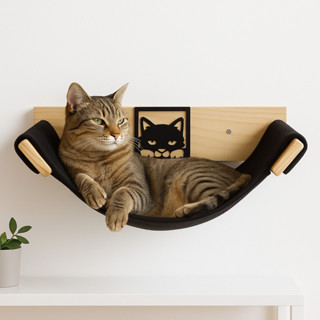 Cama Parede Gato Suspensa Pet Madeira Pinus Rede Preta em Oferta na Shopee