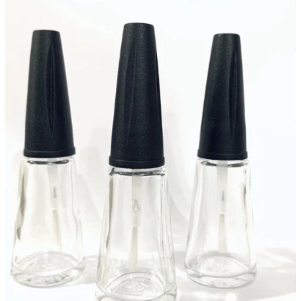 Kit 3 Vidros vazio para esmalte 9ml Tampa Pincel Preto