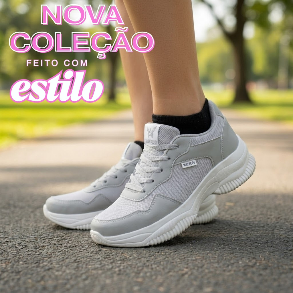 Tênis Feminino Casual Plataforma Chunky Leve Macio Confortável Moderno Tratorado do 34 ao 39