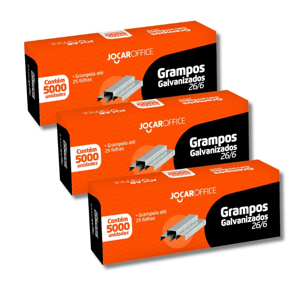 Kit 3 Grampo Galvanizado 26/6 Cx/5000 Un Jocar Office