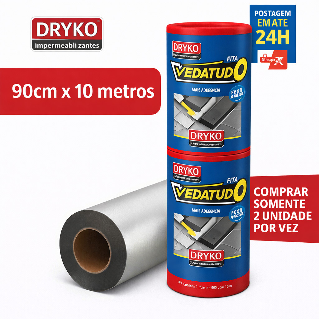 Fita Manta Asfáltica Adesiva Aluminizada 90cm x 10mt Vedatudo Dryko