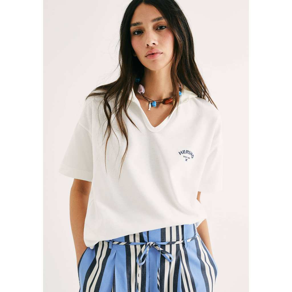 Camisa Polo Feminina Oversized Em Malha Binada em Oferta na Shopee