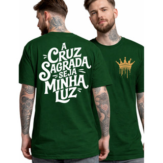 Camiseta T-shirt Casual Estilo Religioso Cruz Sagrada Camisa Cristã 100% Algodão Street Wear Premium em Oferta na Shopee