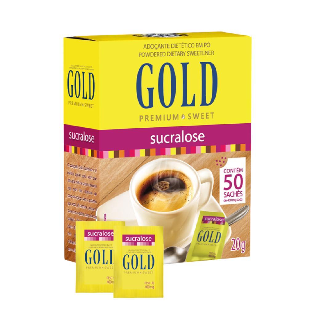 Adoçante sucralose em pó gold natural caixa com 50 sachês de 0,4g em Oferta na Shopee