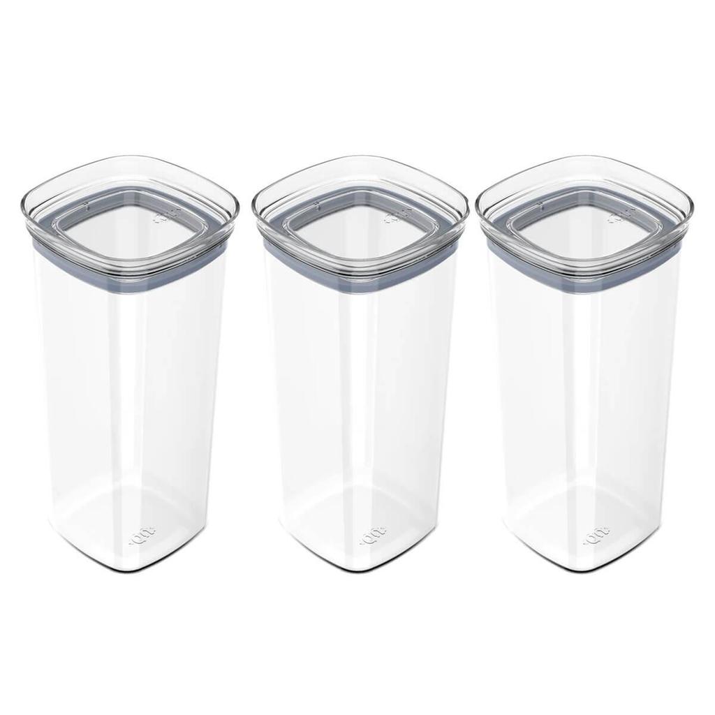 Kit 3 Potes Herméticos de Plástico 1,5L Ou Porta Mantimentos Condimentos Transparente
