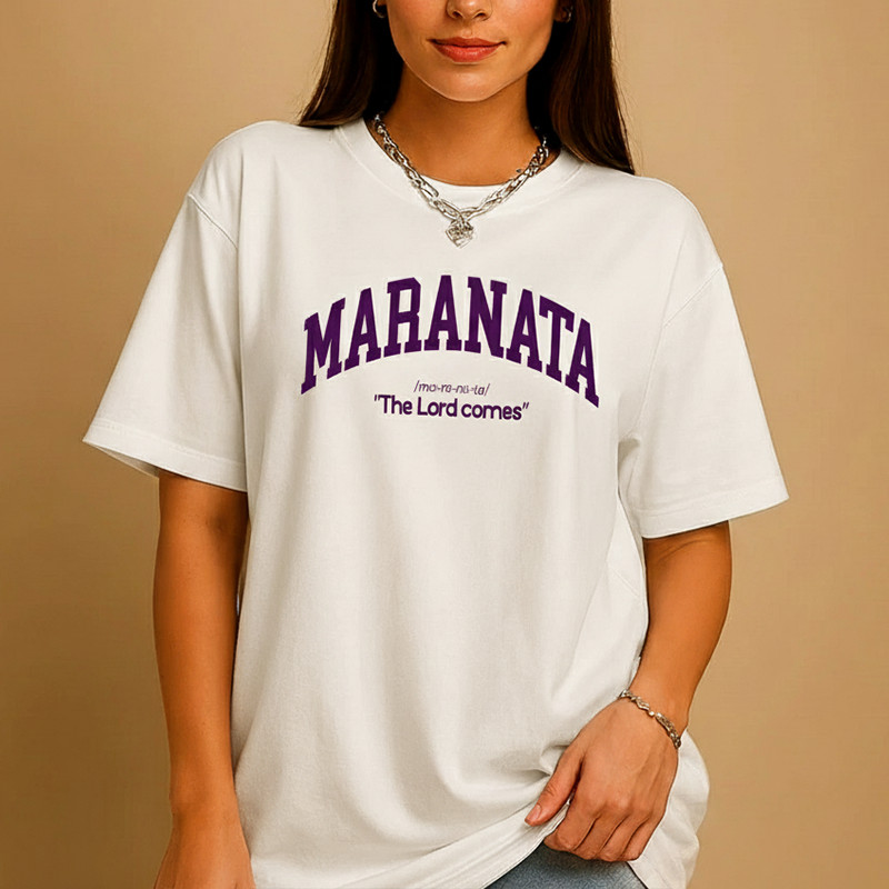 Tshirt Feminina Maranata Estilosa Estampada Lançamento Camiseta 100% Algodão Camisetão Camisa - Camisarte