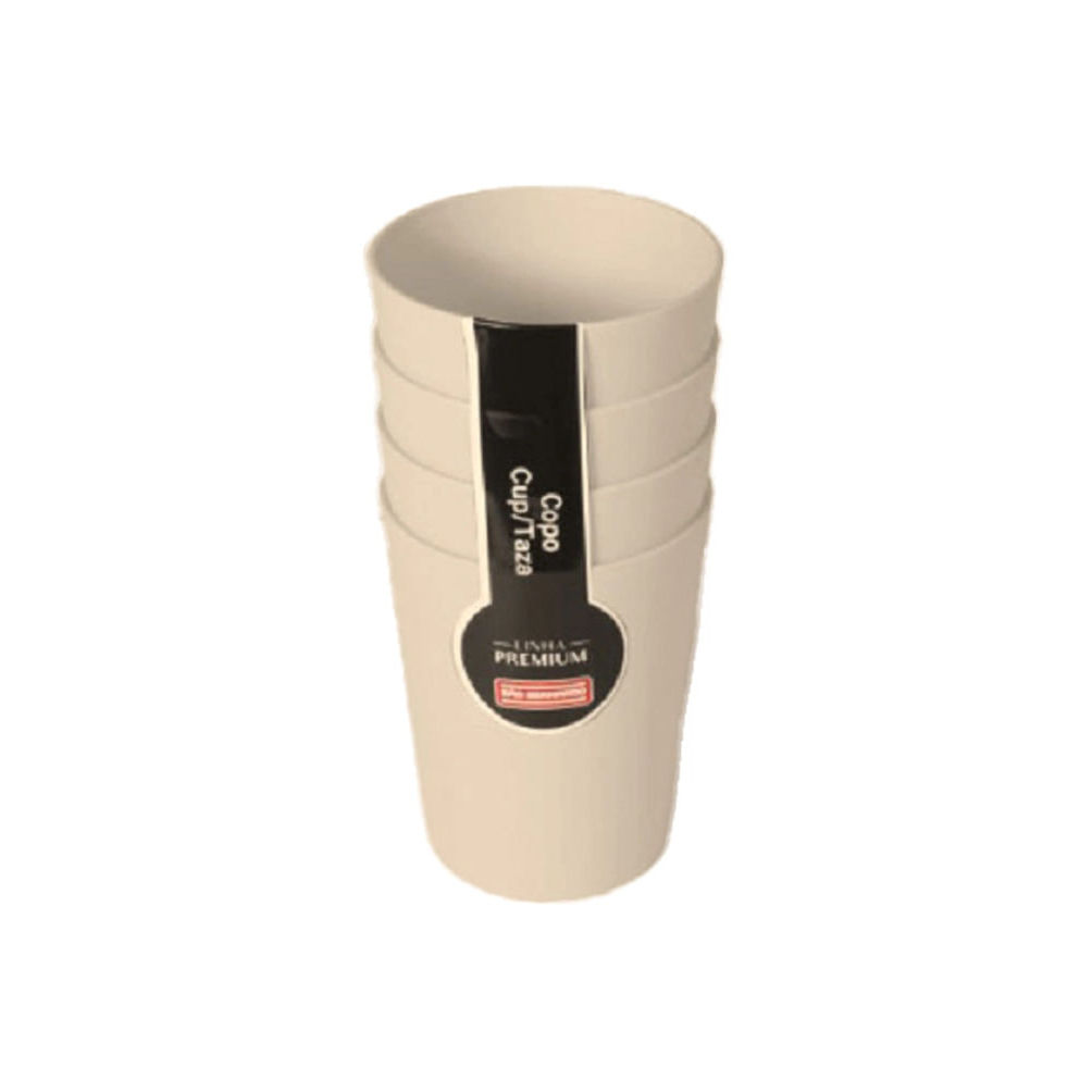 Jogo de Copos São Bernardo Plástico Branco 4 Unidades 550ml em Oferta na Shopee